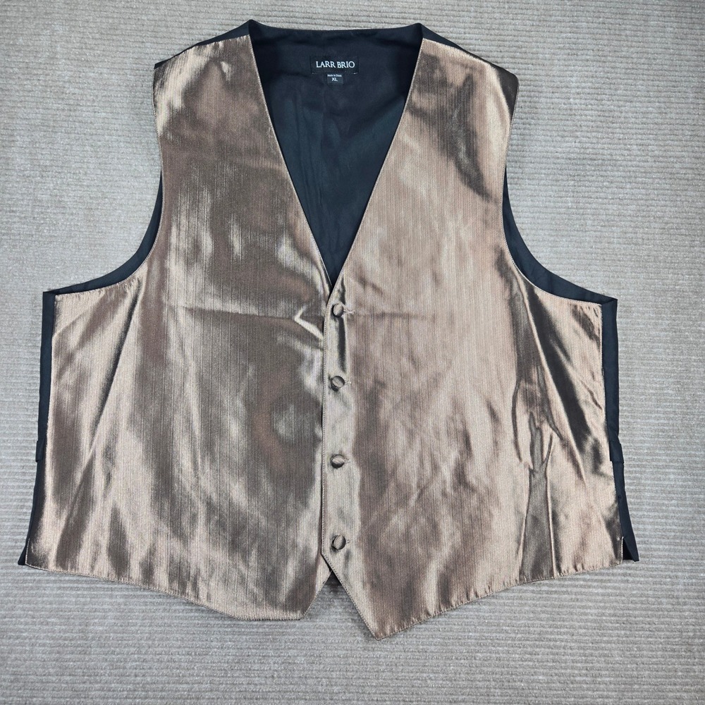 Larr Brio Mens XL Bronze Metallic Textured Button Front Formal Suit Vest